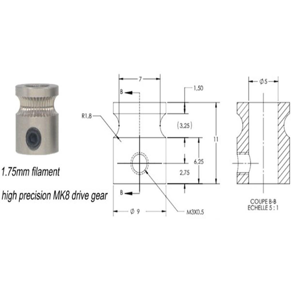 MK8 Extruder Dişlisi-1.75mm-1