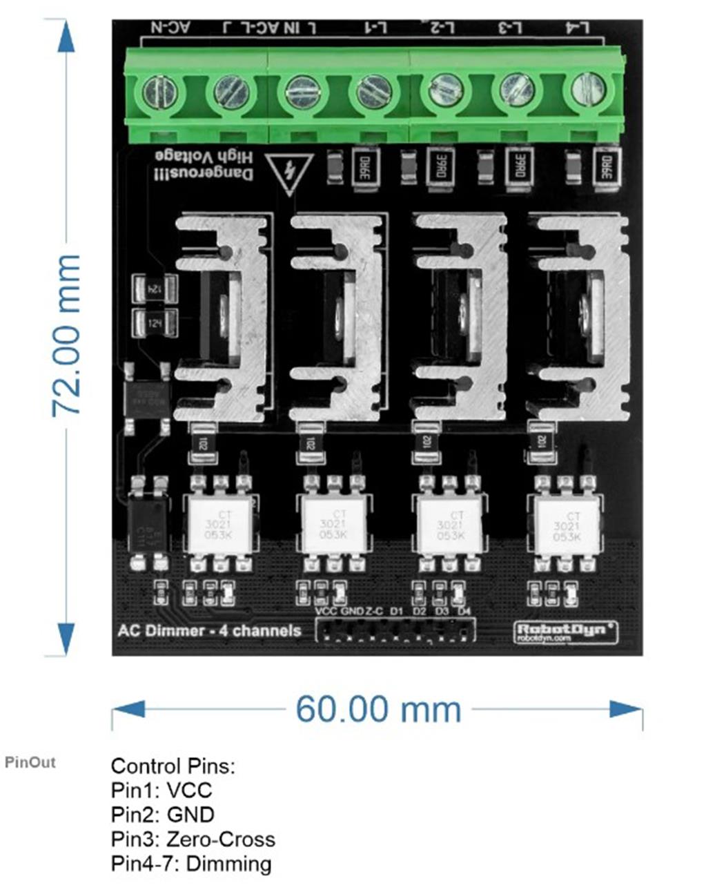 AC Gerilim Ayarlayıcı Dimmer 110-400V 4 Kanal-1