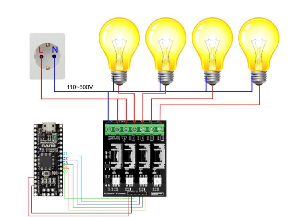 AC Gerilim Ayarlayıcı Dimmer 110-400V 4 Kanal-2