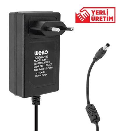 Weko 24 Volt 1.5 Amper 36 Watt Plastik Kasa Priz Tipi Adaptör (5.5x2.5 Uçlu)