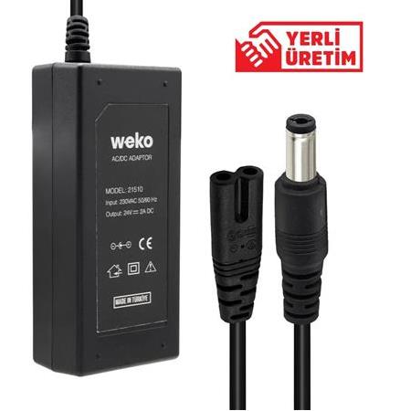 Weko 24 Volt 2 Amper Plastik Kasa Masaüstü Adaptör(5.5 X 2.5 Uç)