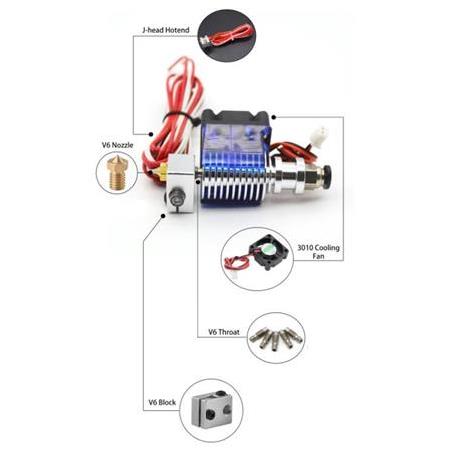 12v v6 Rakorlu Fanlı Hotend Set(4.1 Bore Barrel)