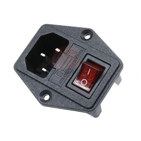 15A Kulaklı Işıklı Anahtarlı Erkek Power Güç Soketi