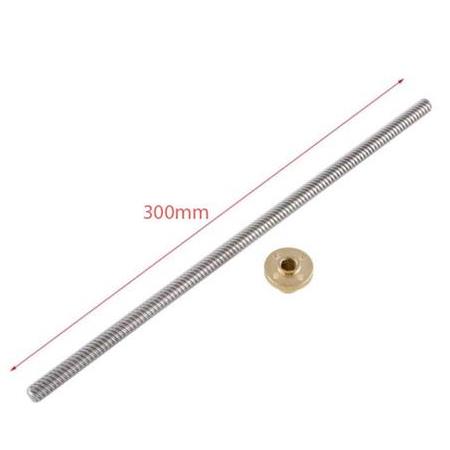 T8 8 Hatve Trapez Mil+Somun(300mm)