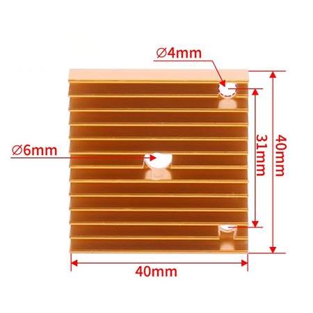 MK7-MK8 Pasif Soğutucu Blok Altın-Type B(40x40x11mm)