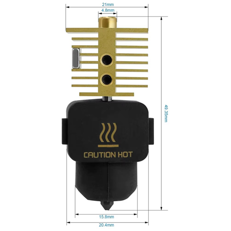 Bambu Lab A1-A1 Mini Yükseltilmiş Hotend Seti Pirinç Gövde-Sertleştirilmiş Çelik Nozzle-0.4mm