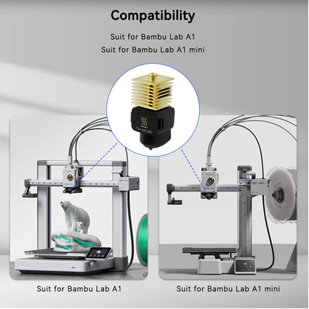 Bambu Lab A1-A1 Mini Yükseltilmiş Hotend Seti Pirinç Gövde-Sertleştirilmiş Çelik Nozzle-0.4mm