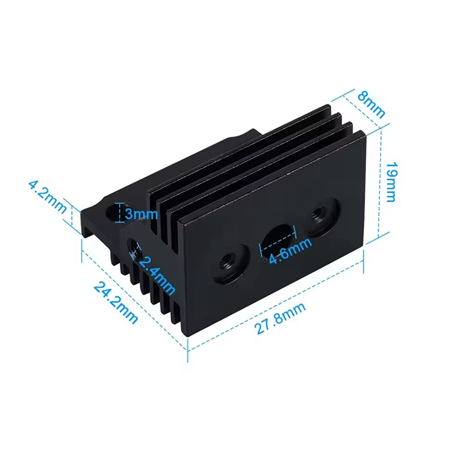Creality K1C-K1-K1 Max Alüminyum Soğutucu Blok Heatsink-Unicorn Nozzle Uyumlu Yeni Versiyon-Siyah