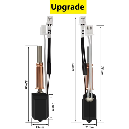 Anycubic Kobra 3 Yükseltilmiş Hotend Seti(Sertleştirilmiş Çelik Nozzle)-24v 60W