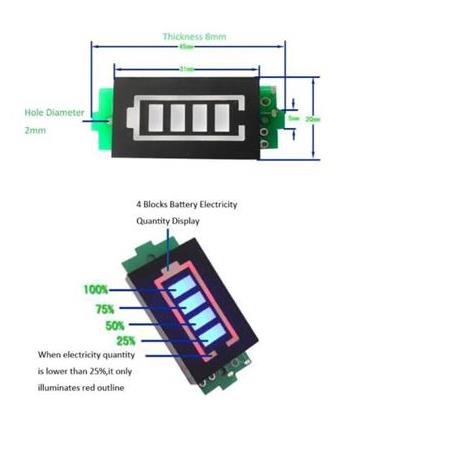 1S Lityum Batarya Kapasite Göstergesi Modülü(Yeşil)
