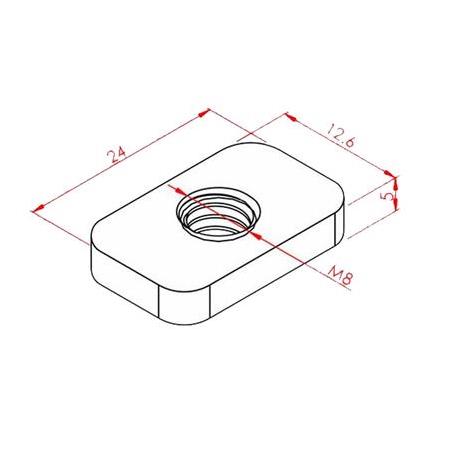 8 Kanal Sigma Profil Dikdörtgen Somun(24x13x5 M8)