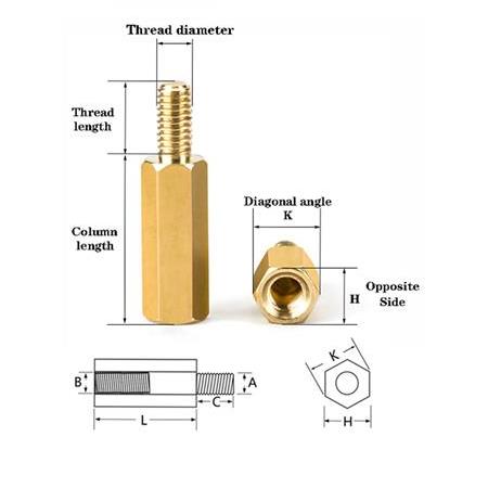 M3x10mm Pirinç Dişi-Erkek Elektronik Kart Yükseltici-Aralayıcı-Spacer-Distans(Standoff)-10 Adet