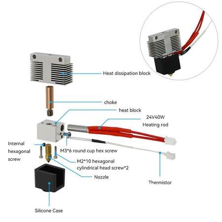 Elegoo Neptune 4-4 Pro Uyumlu Full Hotend Seti(Soğutucu Gövde Dahil)