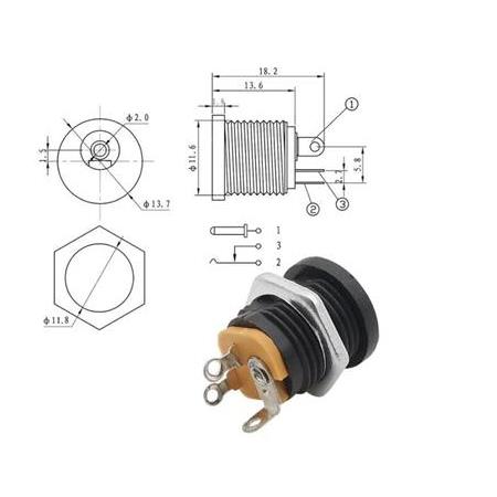 DC Jak 2.0mm Somunlu (Dişi Adaptör)