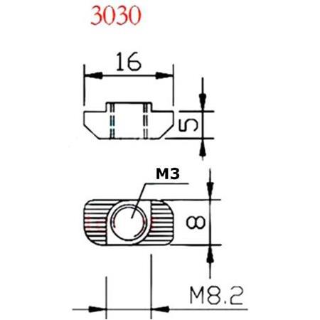 8 Kanal Sigma Profil Somun 100 Adet (M3 Tırtıklı Somun)