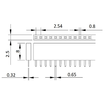 1x40 Pin 180 Derece Dişi Header