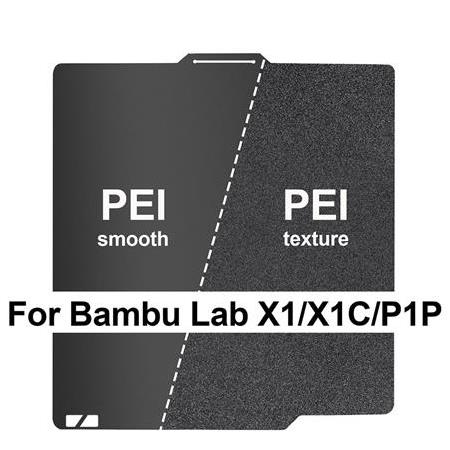 Bambu Lab X1 P1P Çift Taraflı Siyah Düz Pei-Siyah Pütürlü Pei Kaplı Yay Çeliği Tabla-257x257mm