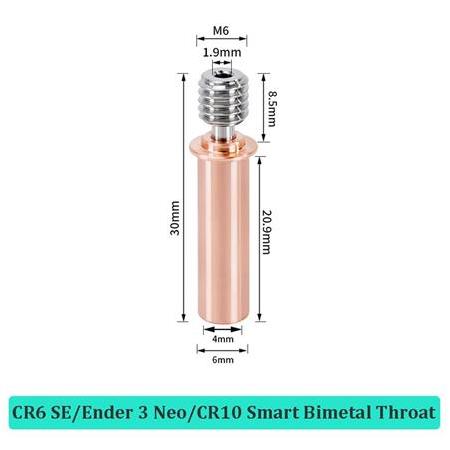 Creality Cr-6 SE Ender3 Neo Geliştirilmiş Bimetal Barel 2mm Delik M6x30mm