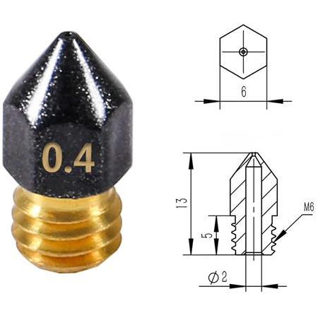 Mk8 Teflon Kaplı Pirinç Nozzle Creality Ender 3 Pro-V2-Cr10 Uyumlu(0.4mm)