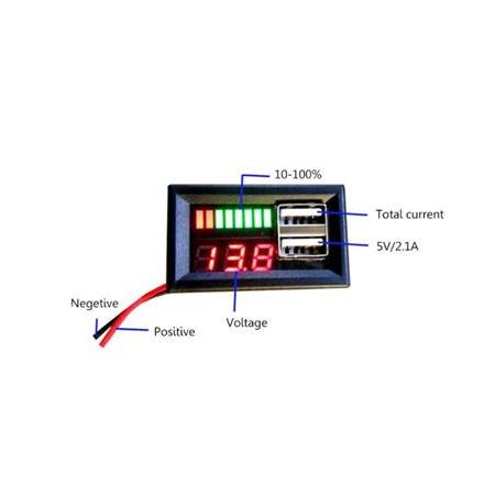 Kırmızı Led Ekran Dijital Voltmetre Usb 5V 2A Çıkışlı DC12V