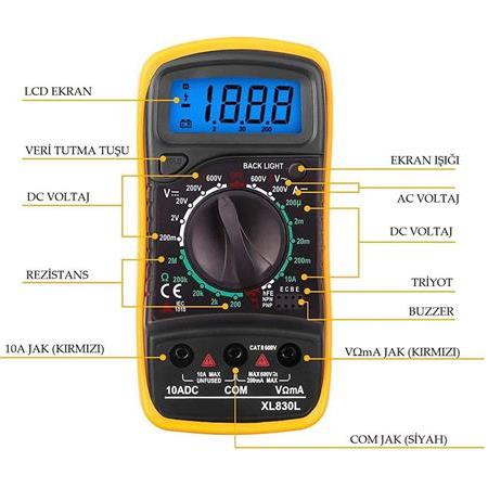 XL830L Dijital Multimetre Led Ekranlı Avometre Mini Ölçü Aleti