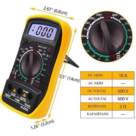 XL830L Dijital Multimetre Led Ekranlı Avometre Mini Ölçü Aleti