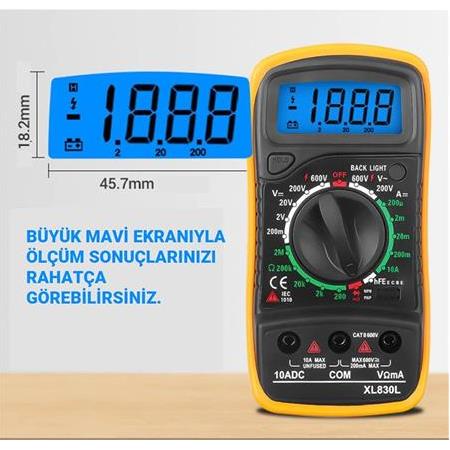 XL830L Dijital Multimetre Led Ekranlı Avometre Mini Ölçü Aleti