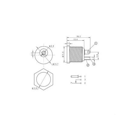 2.1mm Plastik DC Güç Soketi Panel Montajlı