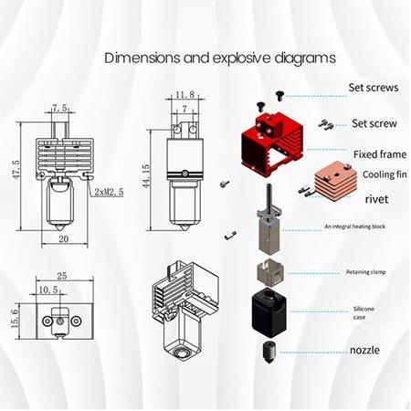 Bambu Lab  P1S-P1P Uyumlu Yükseltilmiş Hotend TZ V3.0 Bi Metal Full Hotend Seti(Kırmızı)