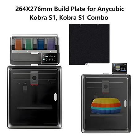 Anycubic Kobra S1 Çift Taraflı Pütürlü Siyah Pei Yay Çeliği Tabla-264x276mm