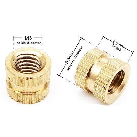 M3x5.5x4.2 Pirinç İnsert Somun 3D Baskı İçin Çakma Somun(50 Adet)