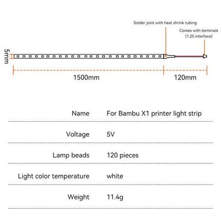 Bambu Lab X1 Geliştirilmiş Led Aydınlatma(1,5mt)