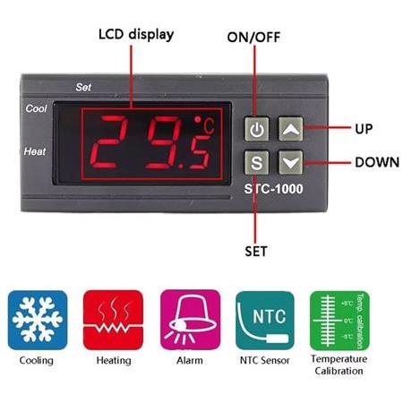 STC-1000 12V 2 Kanallı DC LCD Ekran Problu Termostat-Dijital Sıcaklık Kontrol Cihazı